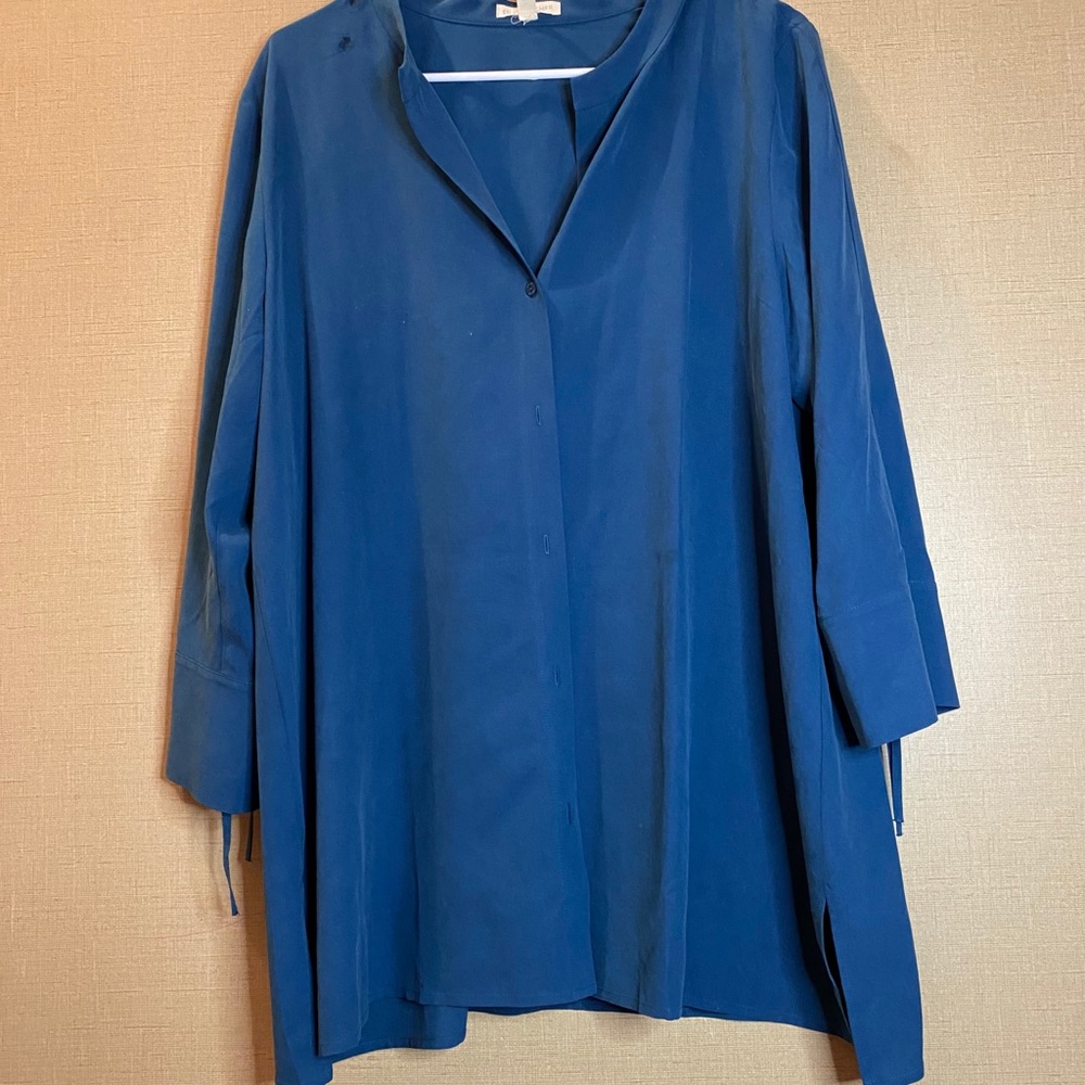 Eileen Fisher button up half sleeve shirt